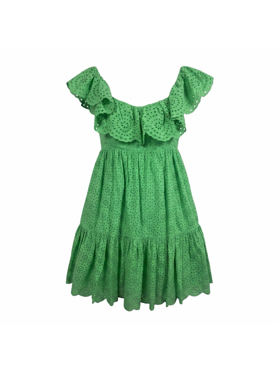Lilly Pulitzer Dresses & Skirts - Lilly Pulitzer Eyelet Dress Green Smocked Ruffle Summer Boho Size Women's Size 4